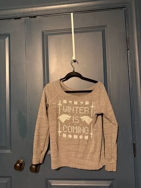 Gray "Winter Is Coming" Graphic Women's Sweater